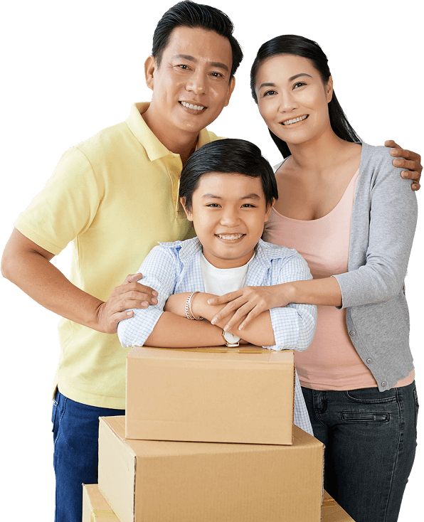 Personal savings account benefits - smiling family of 3 with kid