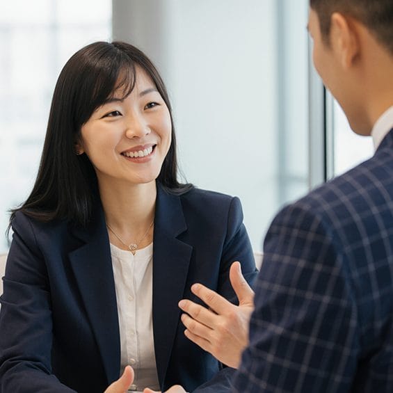 A banker talking to a client